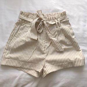Stripped Paperbag Waist shorts